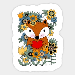 Flower power fox Sticker